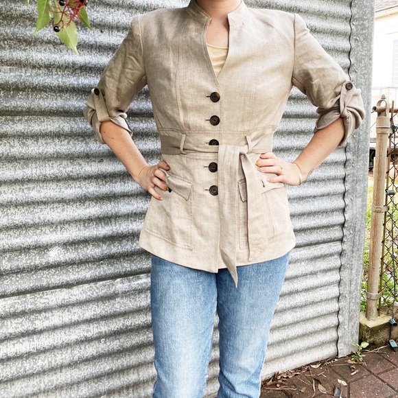 Calvin Klein Herringbone Belted Jacket - Picture 7 of 9